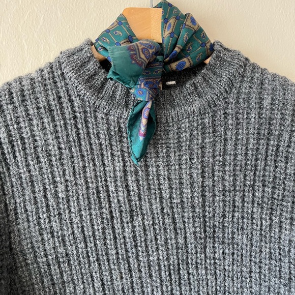 Frapp Rib Knit Wool Pullover LARGE Gray - Picture 3 of 5